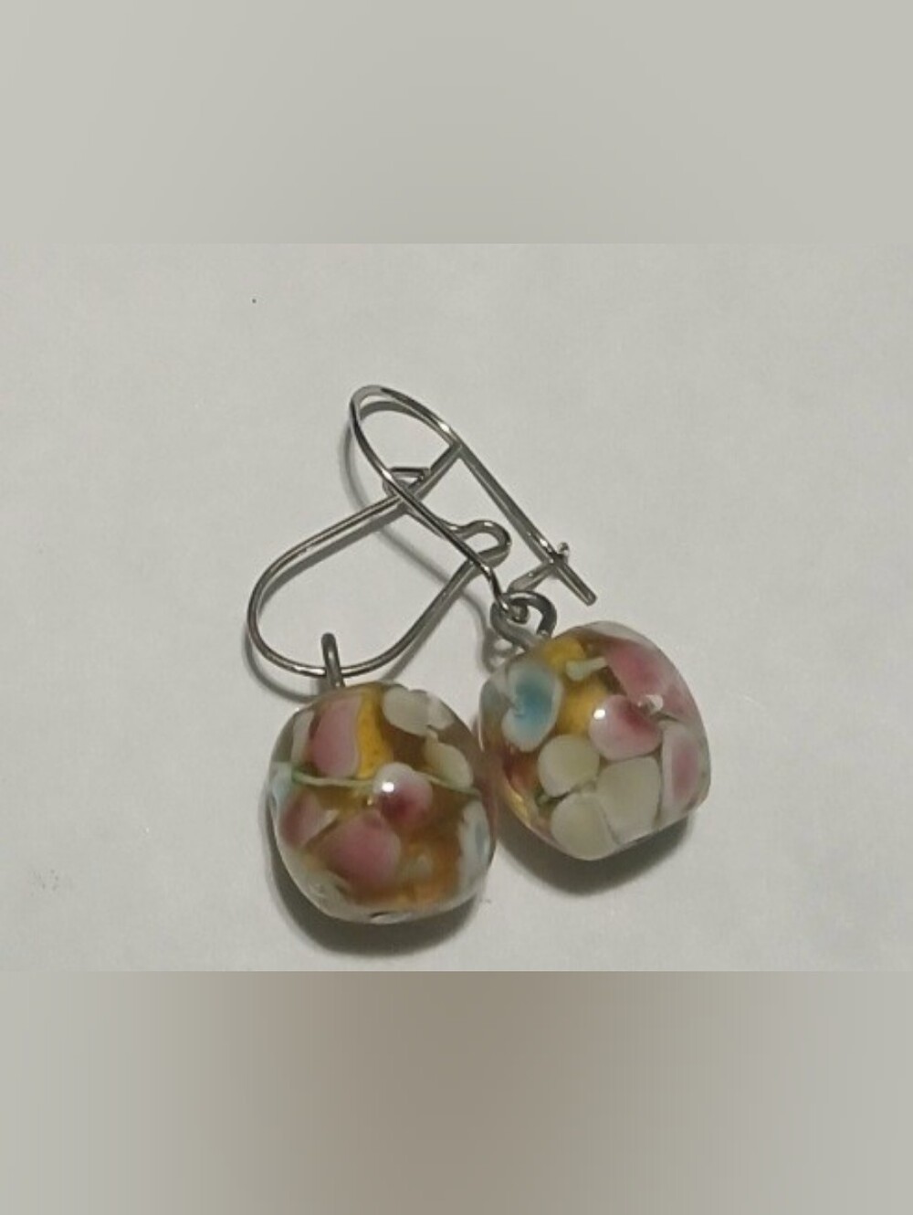 Millefiori Art Glass Dangle Earrings